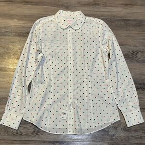 NWT Brooks Brothers tailored fit button up polka dot Peter Pan Collar Sz 8